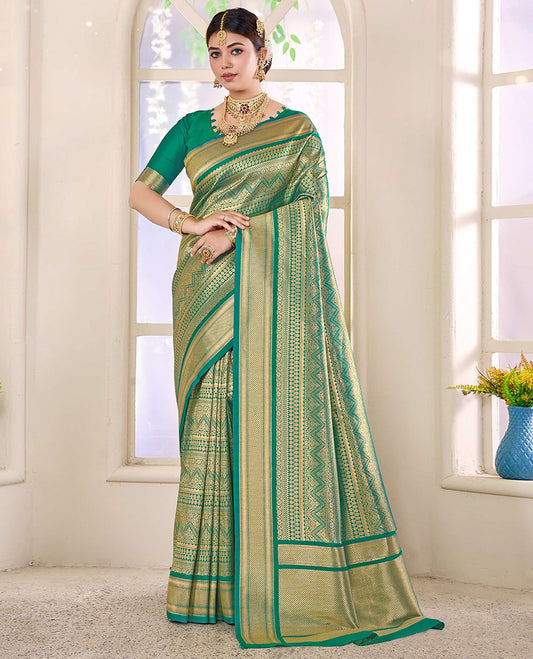 Green Jacquard Designer Catalog Saree