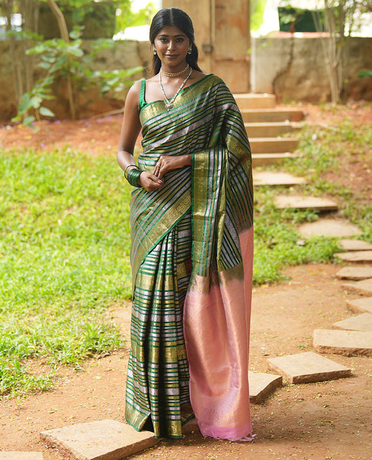 Green Vasundhara Lite-Silk Mix Saree