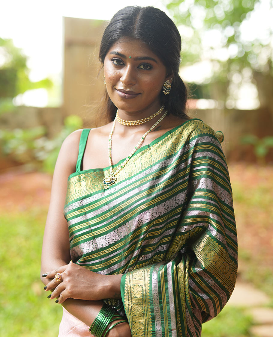 Green Vasundhara Lite-Silk Mix Saree