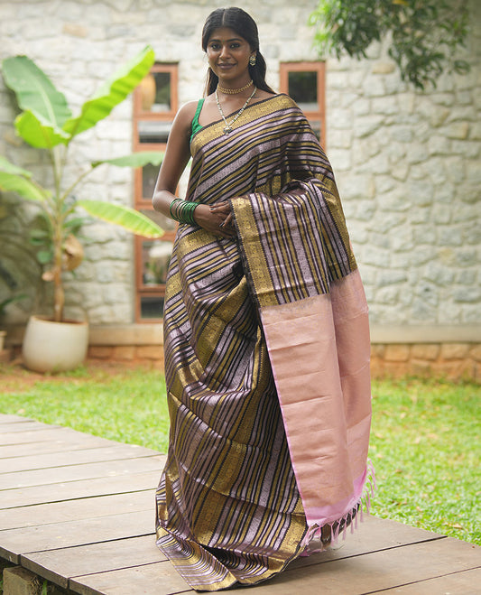 Coffee Brown Vasundhara Lite-Silk Mix Saree
