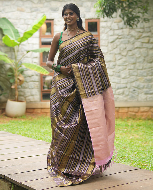 Coffee Brown Vasundhara Lite-Silk Mix Saree