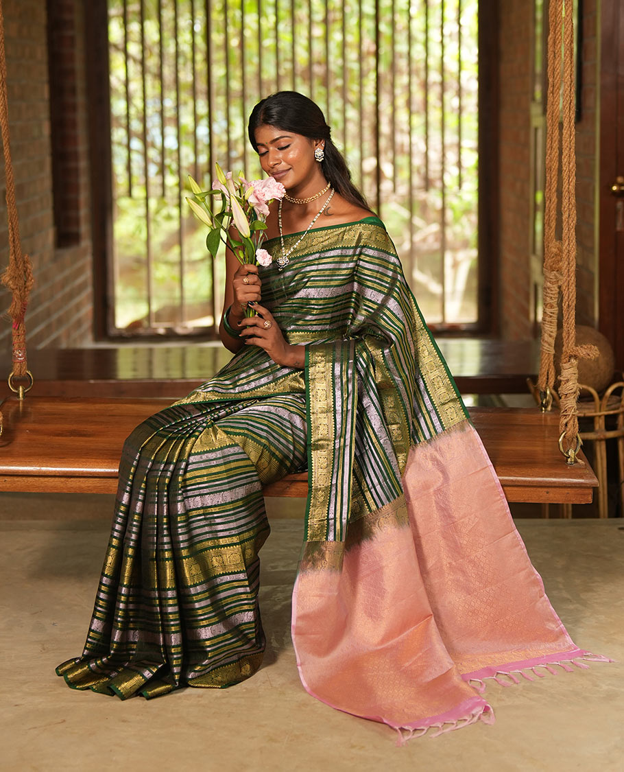 Green Vasundhara Lite-Silk Mix Saree