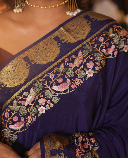 Violet Plain Mysore Silk Saree