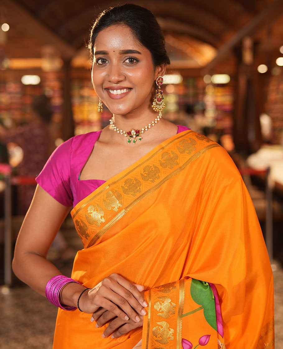 Orange Mysore Silk Saree