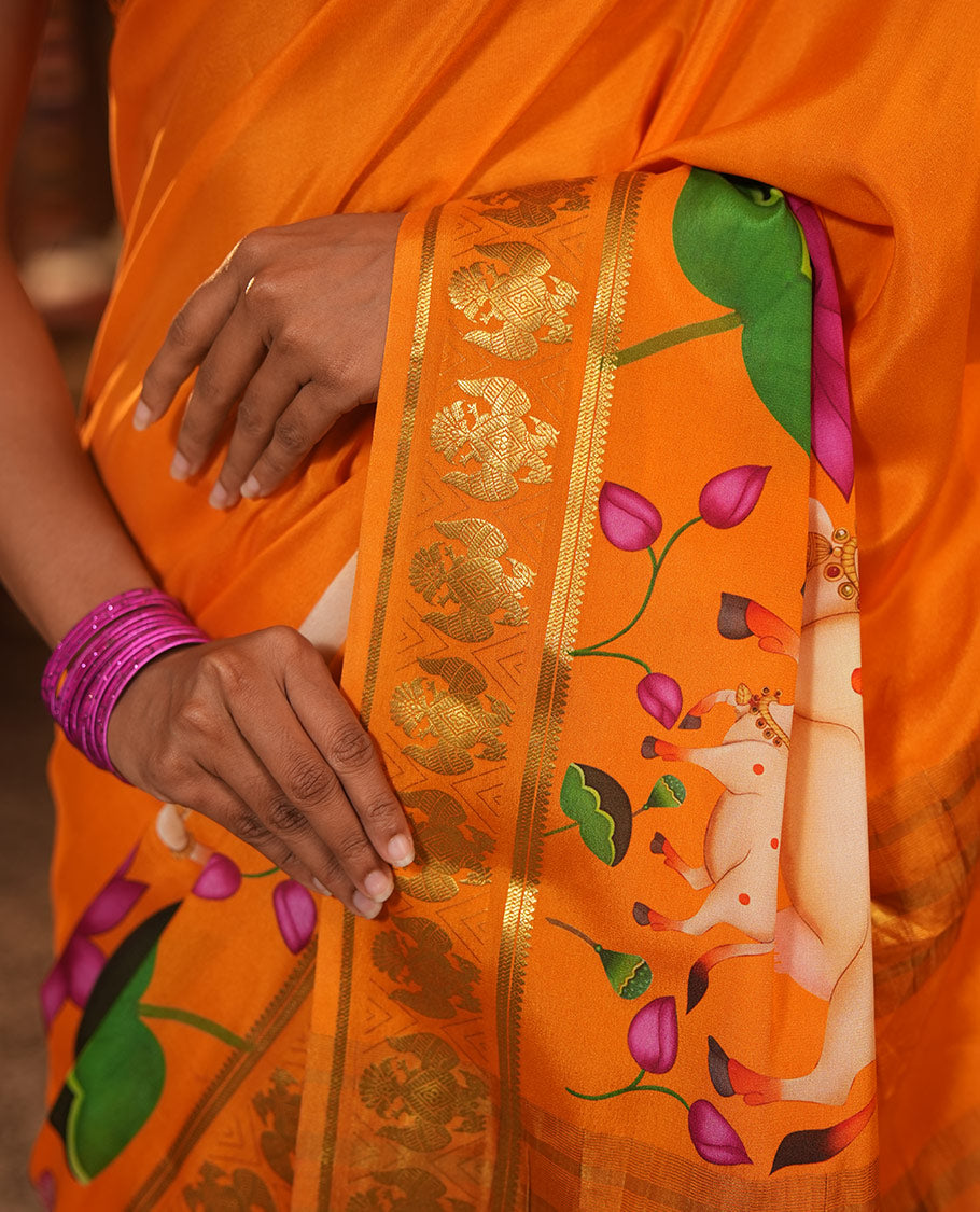Orange Mysore Silk Saree