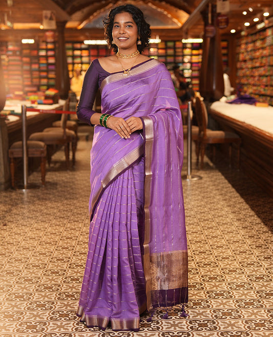 Lavender Assam Silk Saree