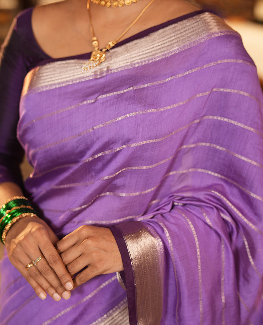 Lavender Assam Silk Saree