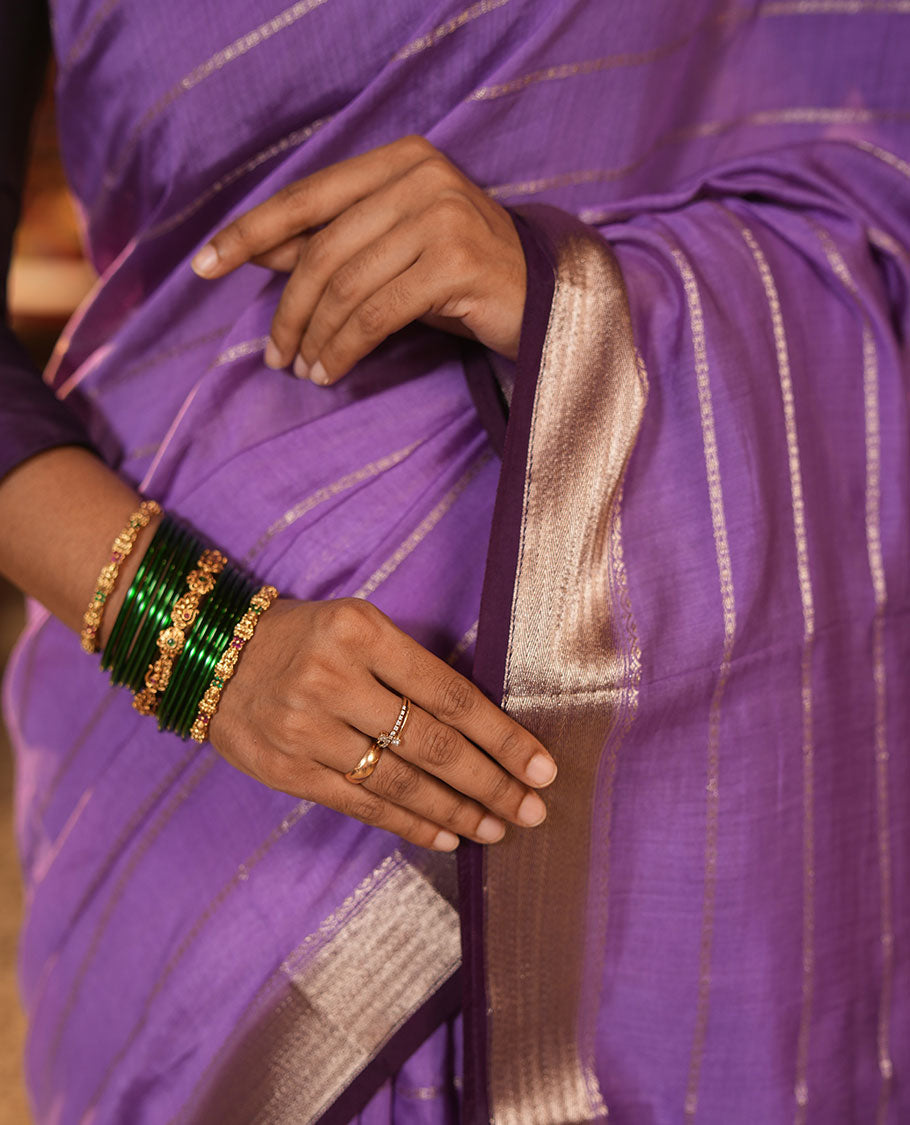 Lavender Assam Silk Saree