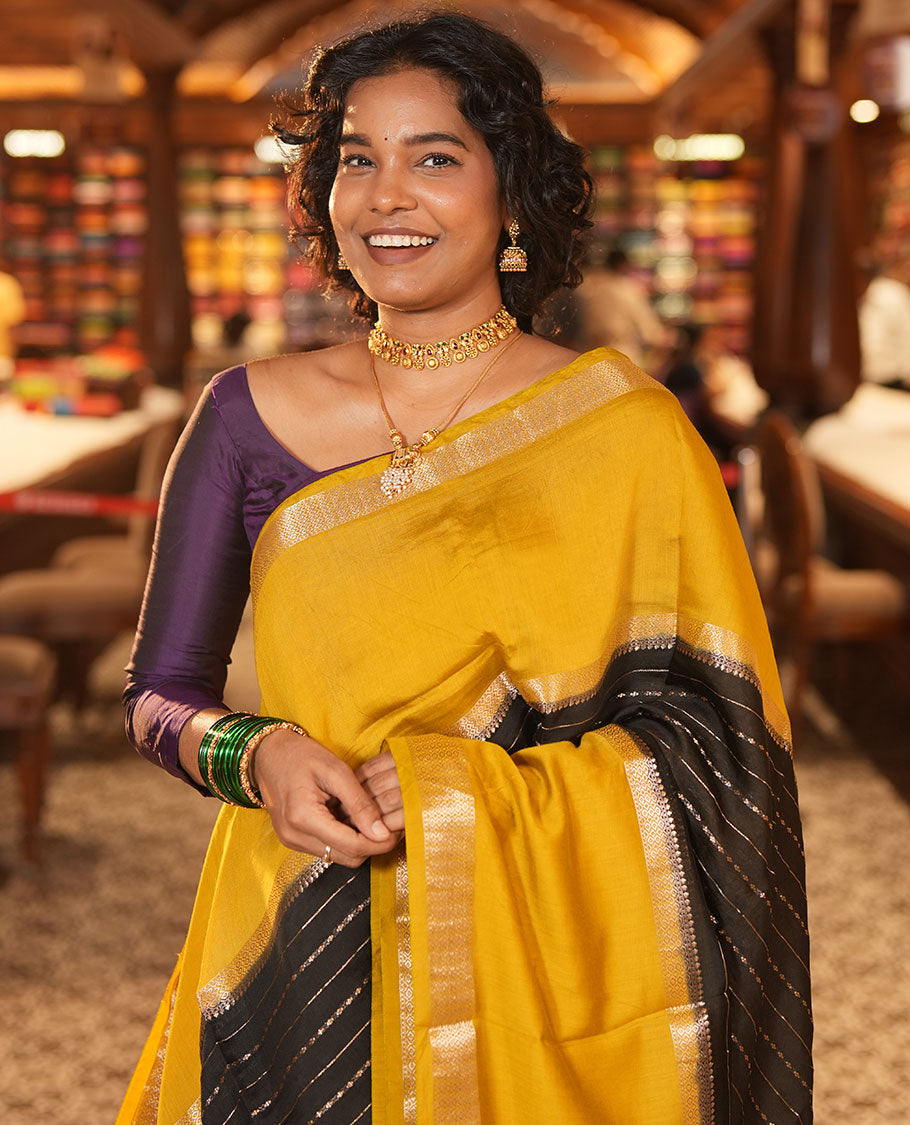 Black Assam Silk Saree