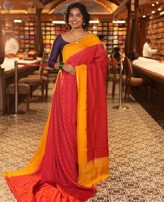 Red Assam Silk Saree