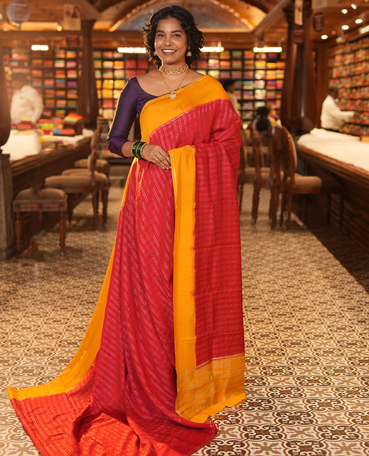 Red Assam Silk Saree