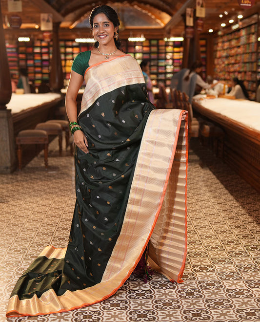 Dark Green Gadwal Saree