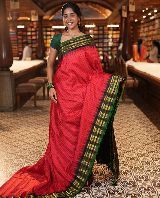 Red Gadwal Saree
