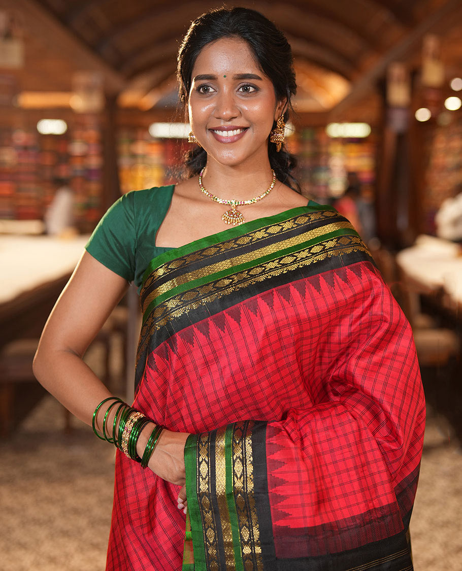 Red Gadwal Saree