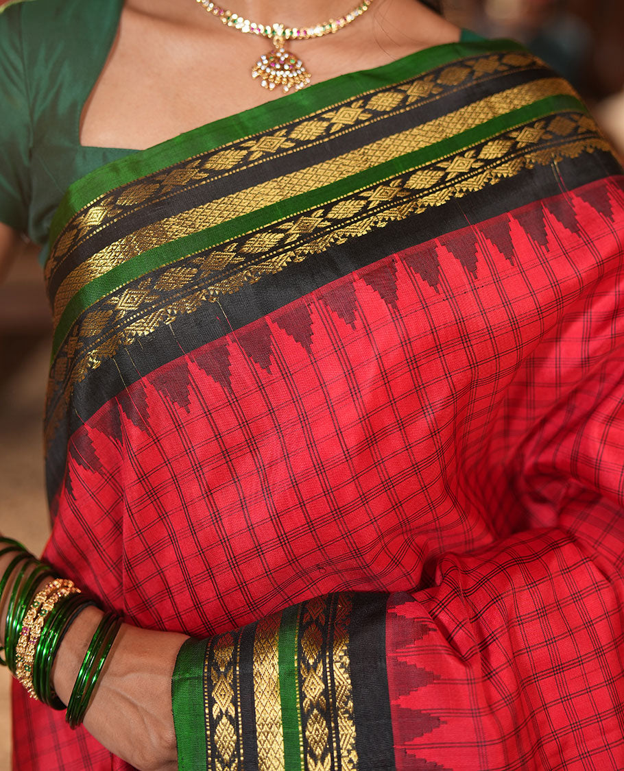 Red Gadwal Saree