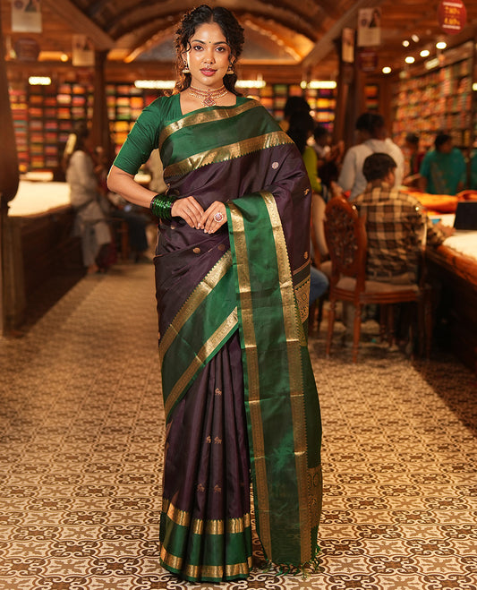 Wine Kanchipuram Chettinad Saree