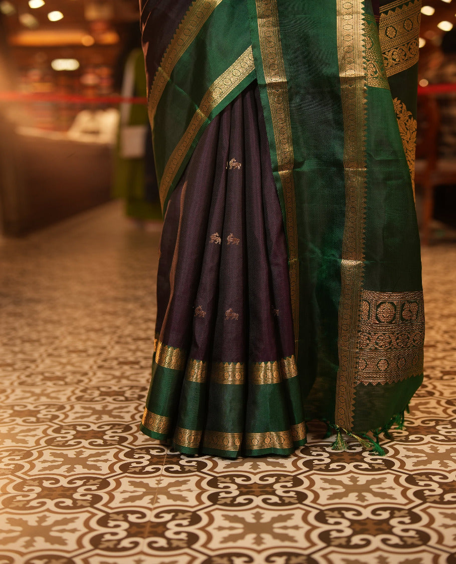 Purple Kanchipuram Chettinad Saree