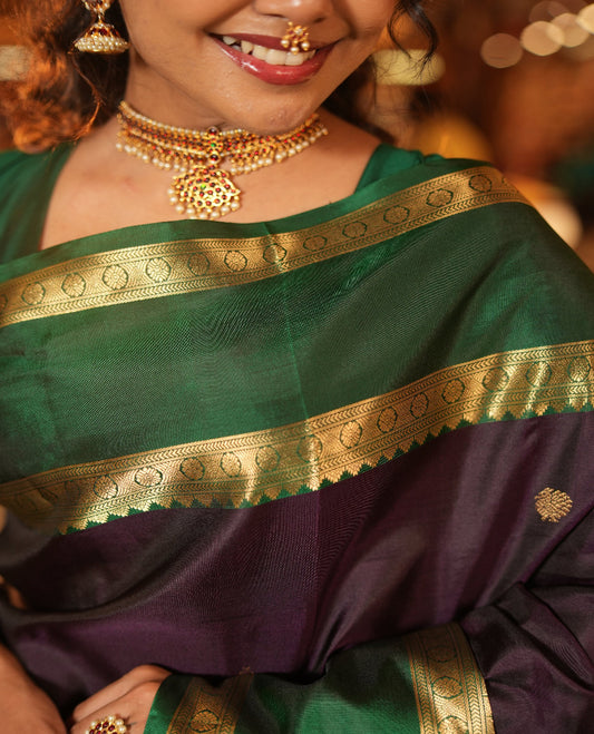 Purple Kanchipuram Chettinad Saree