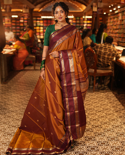 Mustard Kanchipuram Chettinad Saree