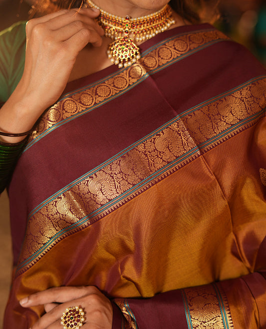 Mustard Kanchipuram Chettinad Saree