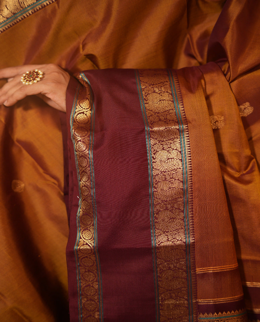 Mustard Kanchipuram Chettinad Saree