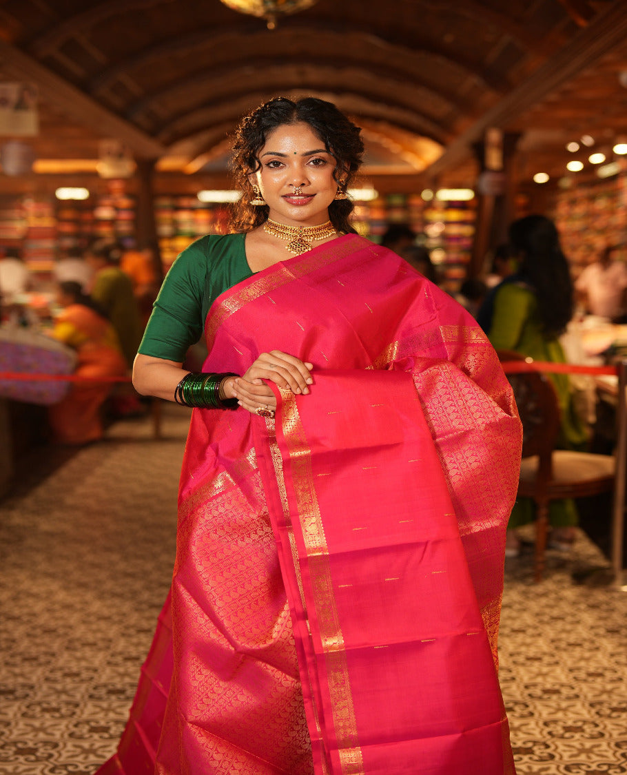 Pink Kanchipuram Chettinad Saree