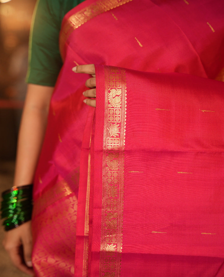 Pink Kanchipuram Chettinad Saree