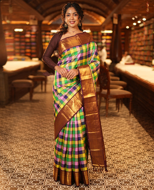 MultiColor Checks Saree