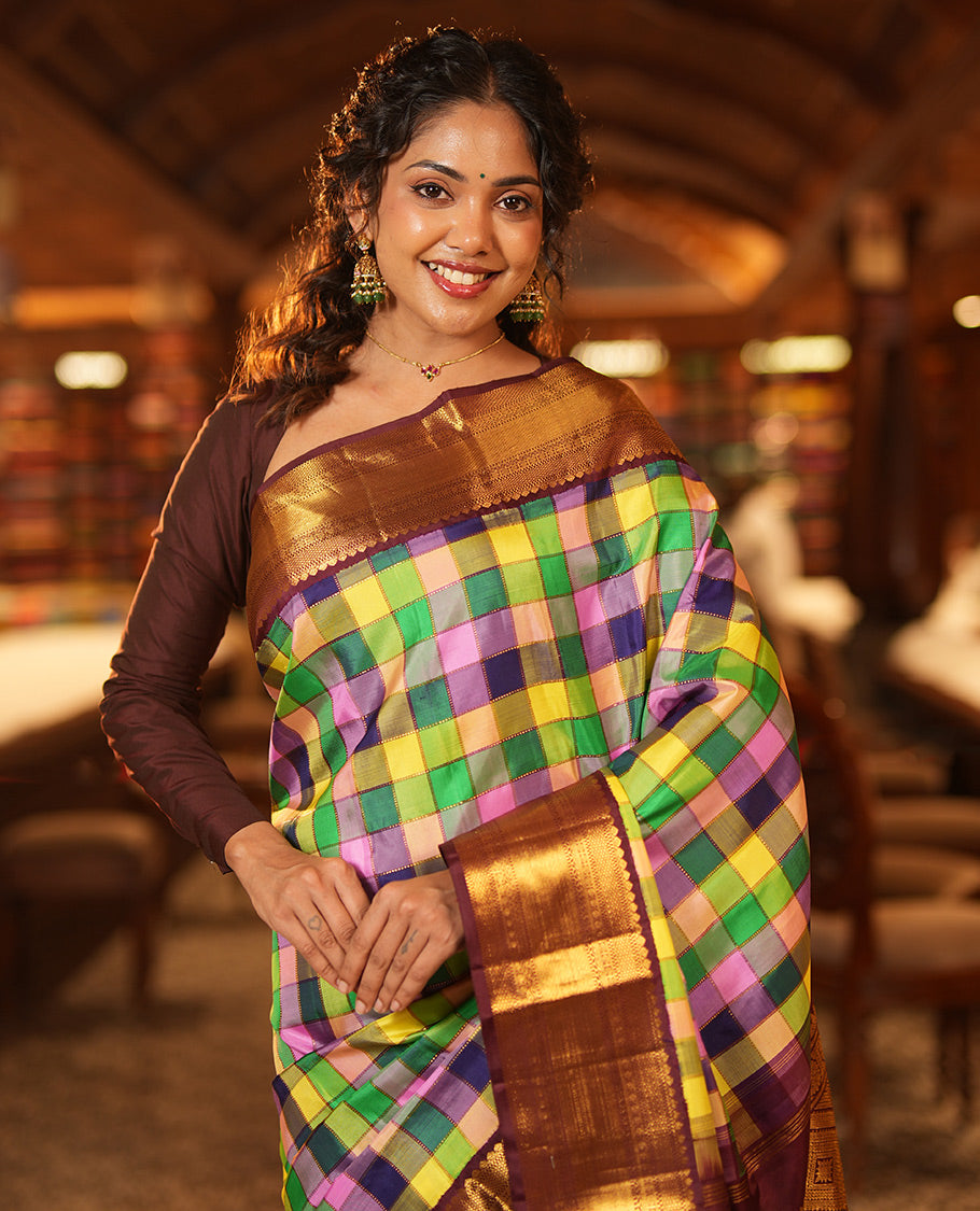 MultiColor Checks Saree