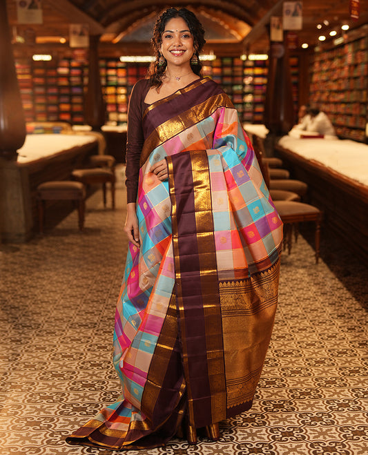 MultiColor Checks Silk Saree