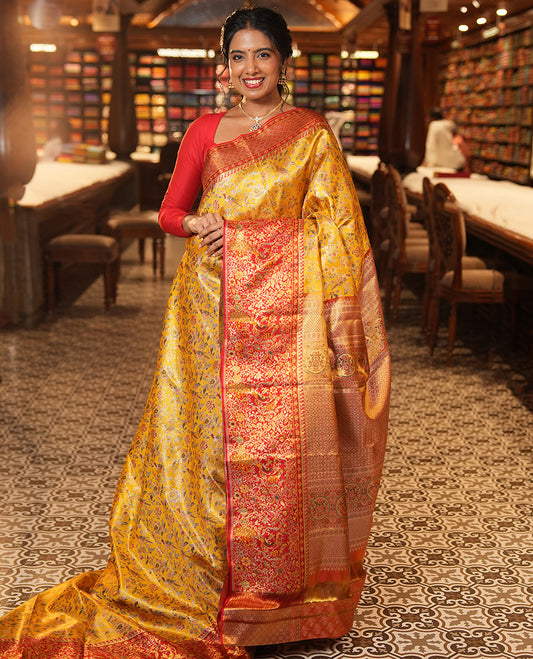 Yellow Kanchipuram Tissue Bridal Silk Saree