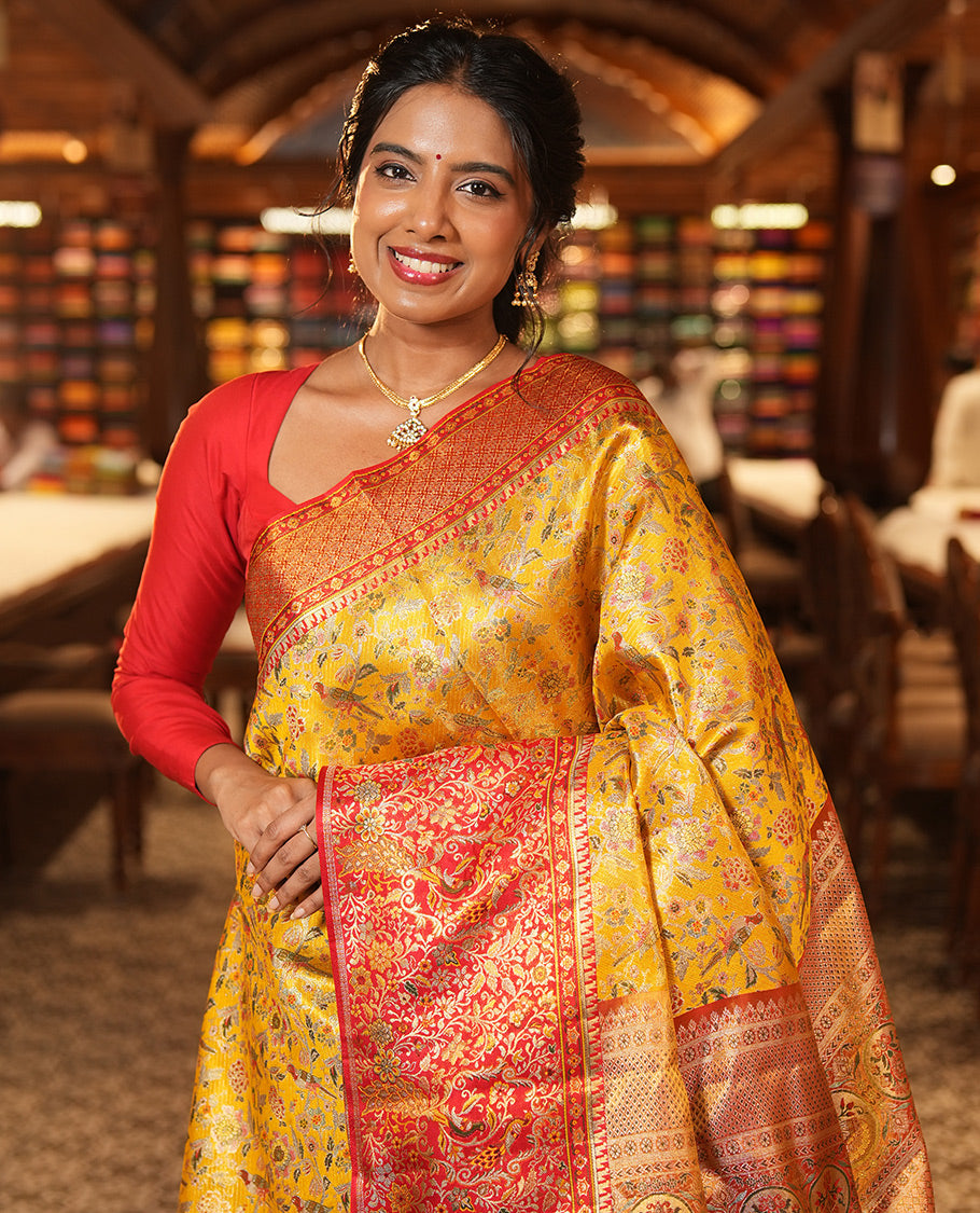 Yellow Kanchipuram Tissue Bridal Silk Saree