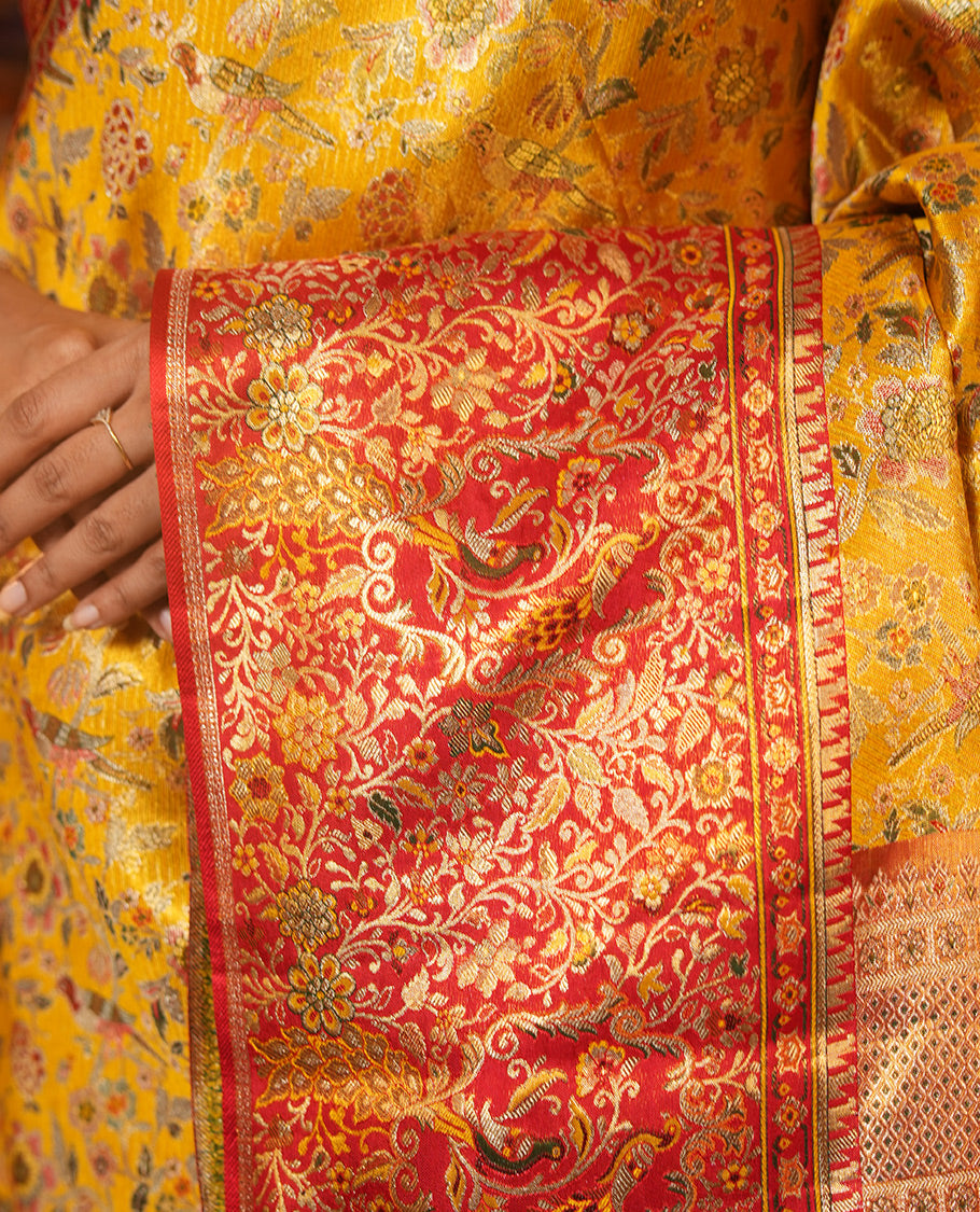Yellow Kanchipuram Tissue Bridal Silk Saree