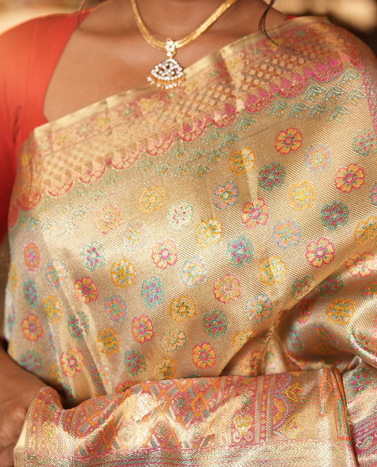 Gold Kanchipuram Tissue Bridal Silk Saree