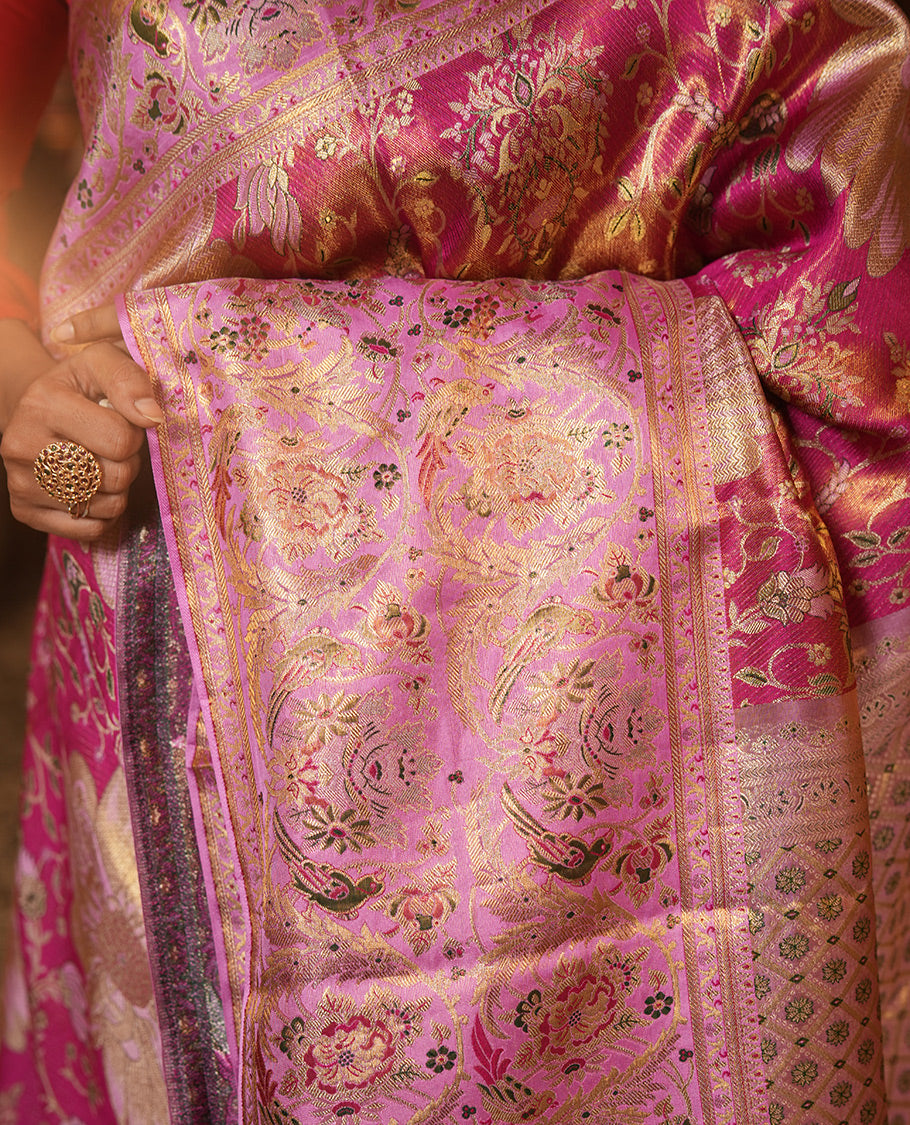 Pink Kanchipuram Tissue Bridal Silk Saree