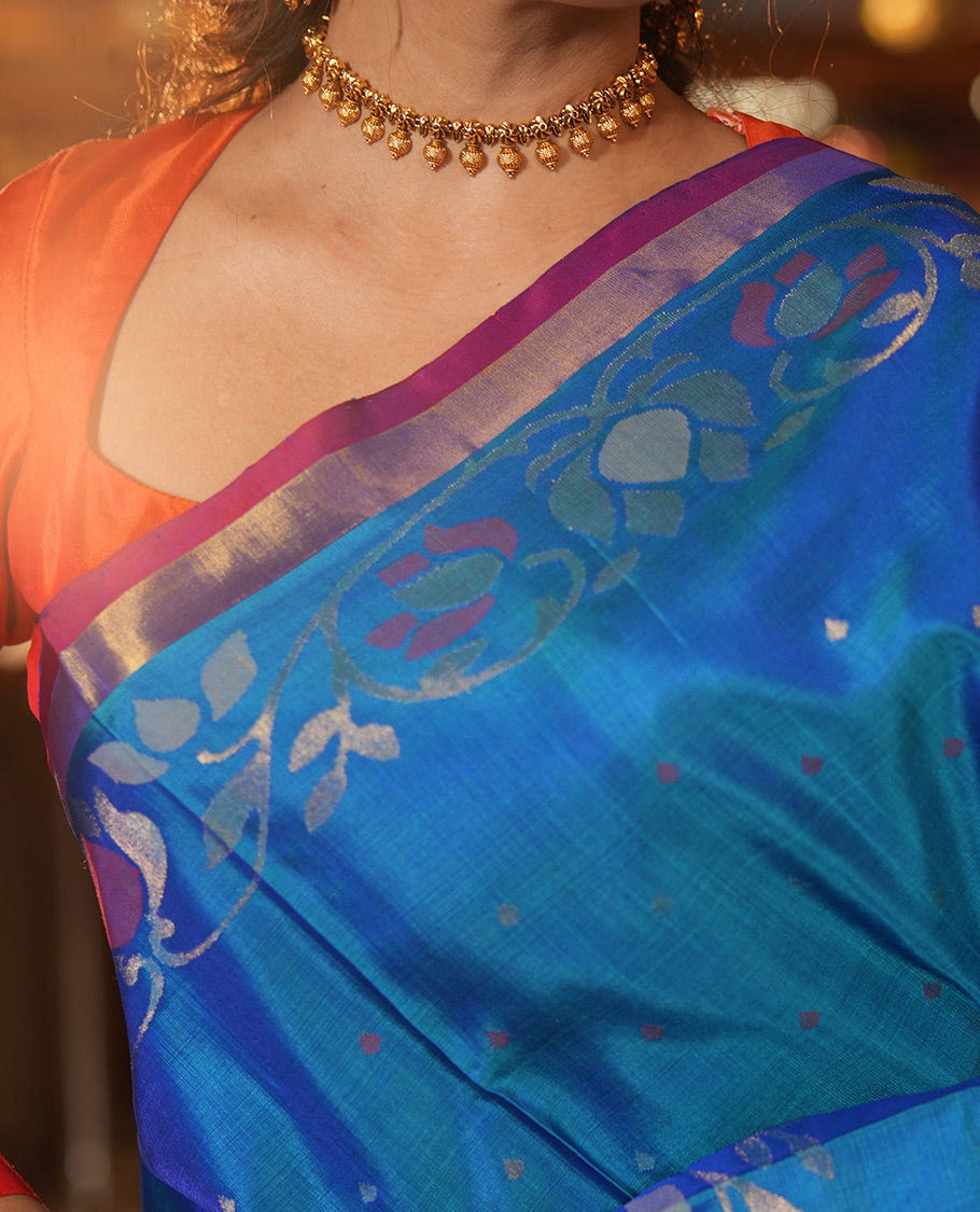 Blue Butta Uppada Silk Saree
