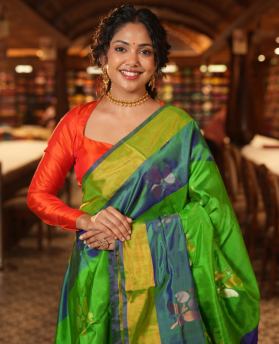Green Uppada Butta Silk Saree
