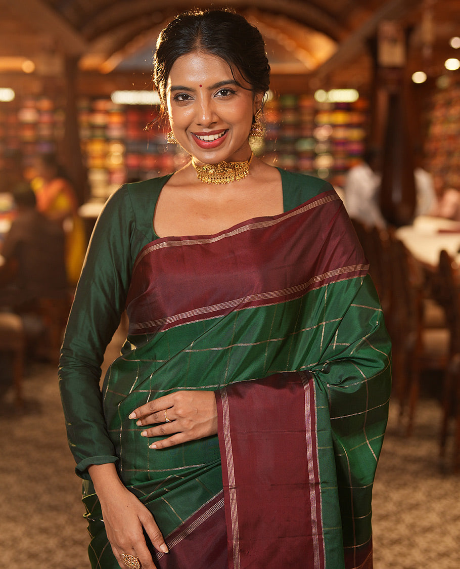Green Checks Mayuri Soft Silk Saree