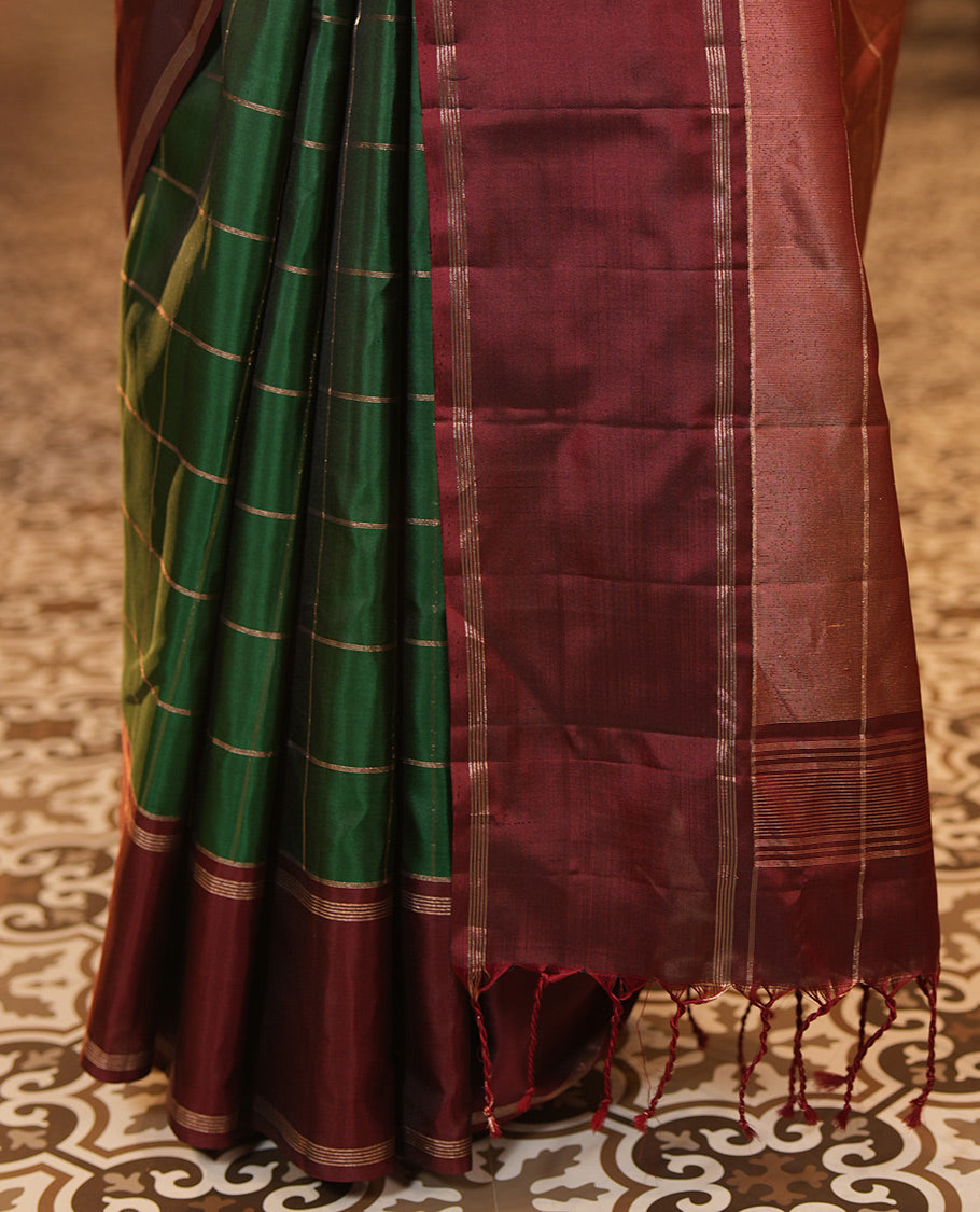 Green Checks Mayuri Soft Silk Saree