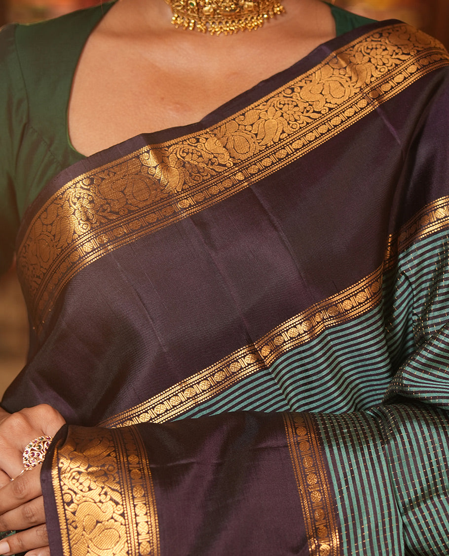 Green Stripes Mayuri Soft Silk Saree