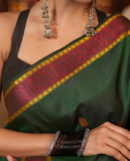 Green Zari Butta Kanchi Silk