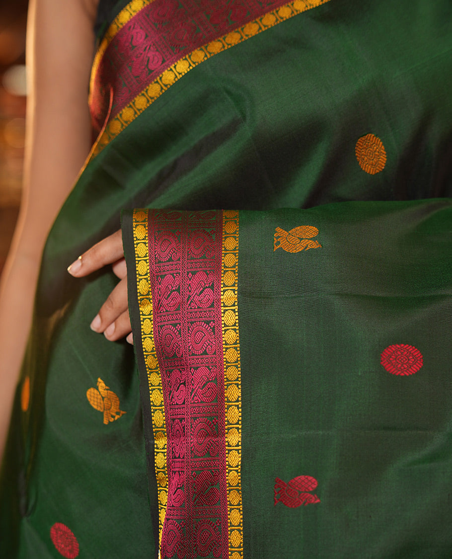 Green Zari Butta Kanchipuram Silk Saree