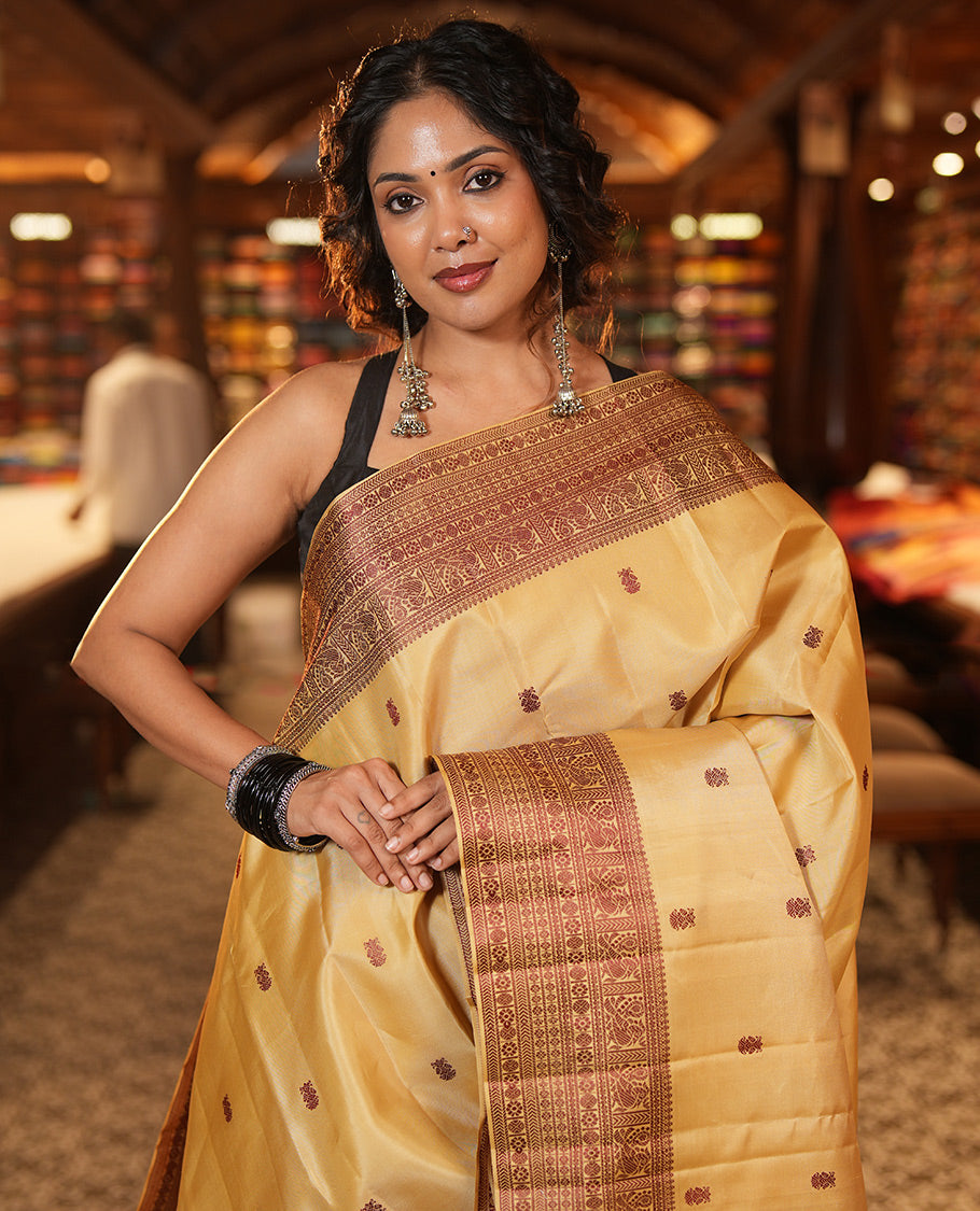 Sandal Kanchipuram Silk Saree