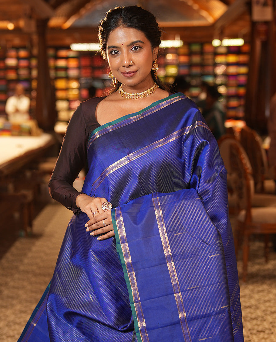 Blue Butta Kanchipuram Silk Saree