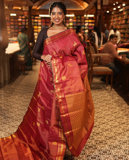 Red Butta Kanchipuram Silk Saree