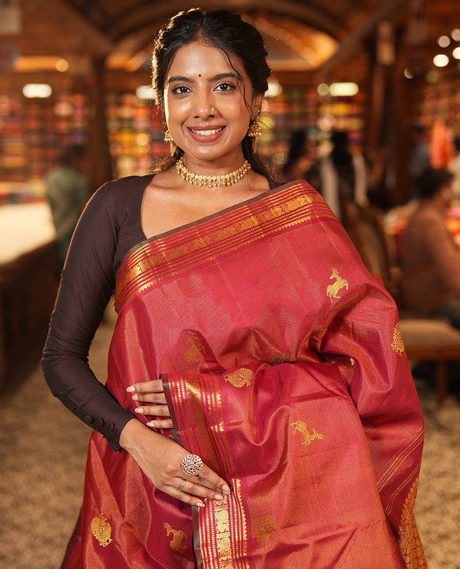 Red Butta Kanchipuram Silk Saree