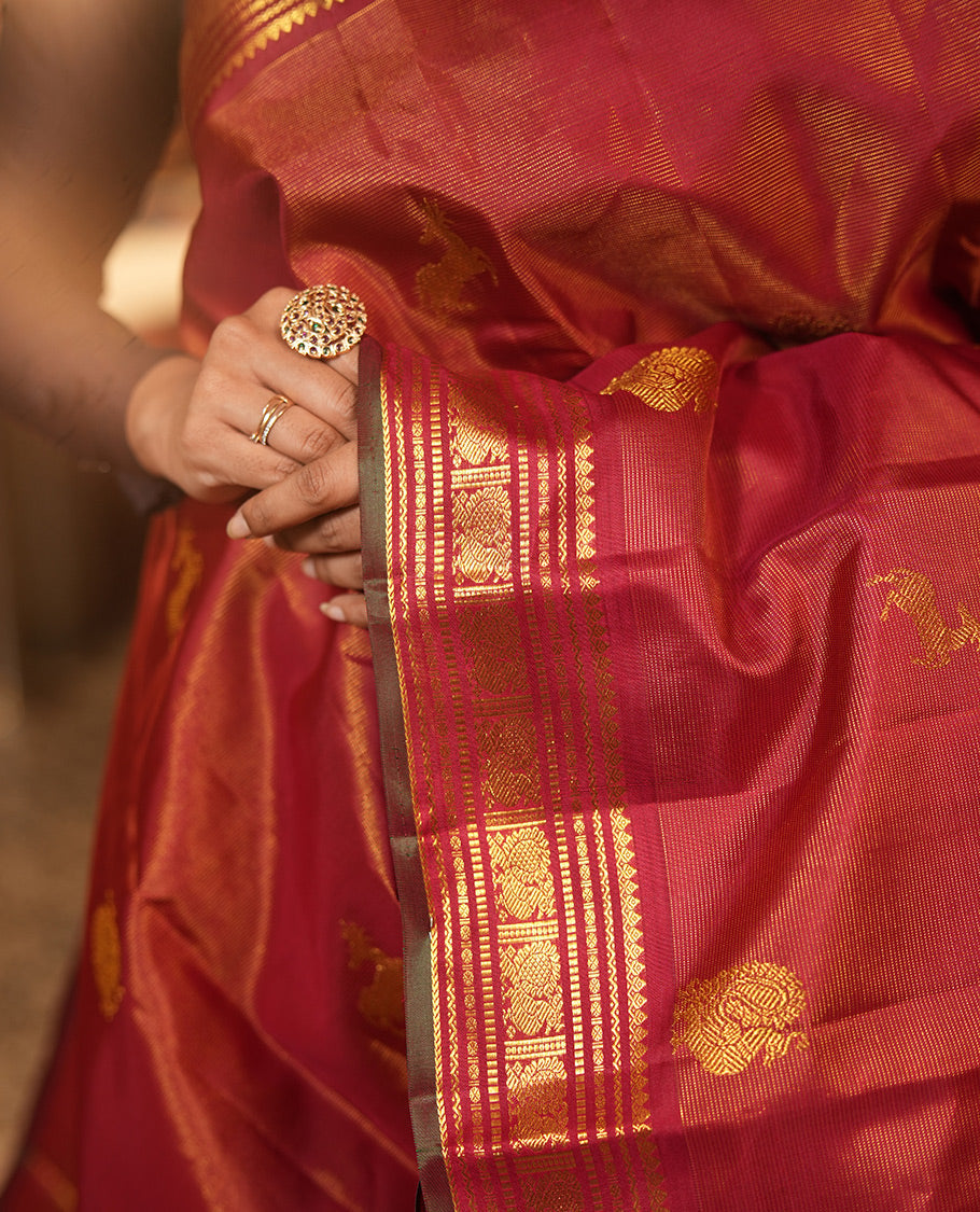 Red Butta Kanchipuram Silk Saree