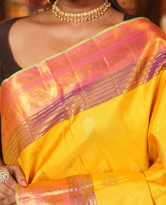 Yellow Kanchipuram Silk Saree
