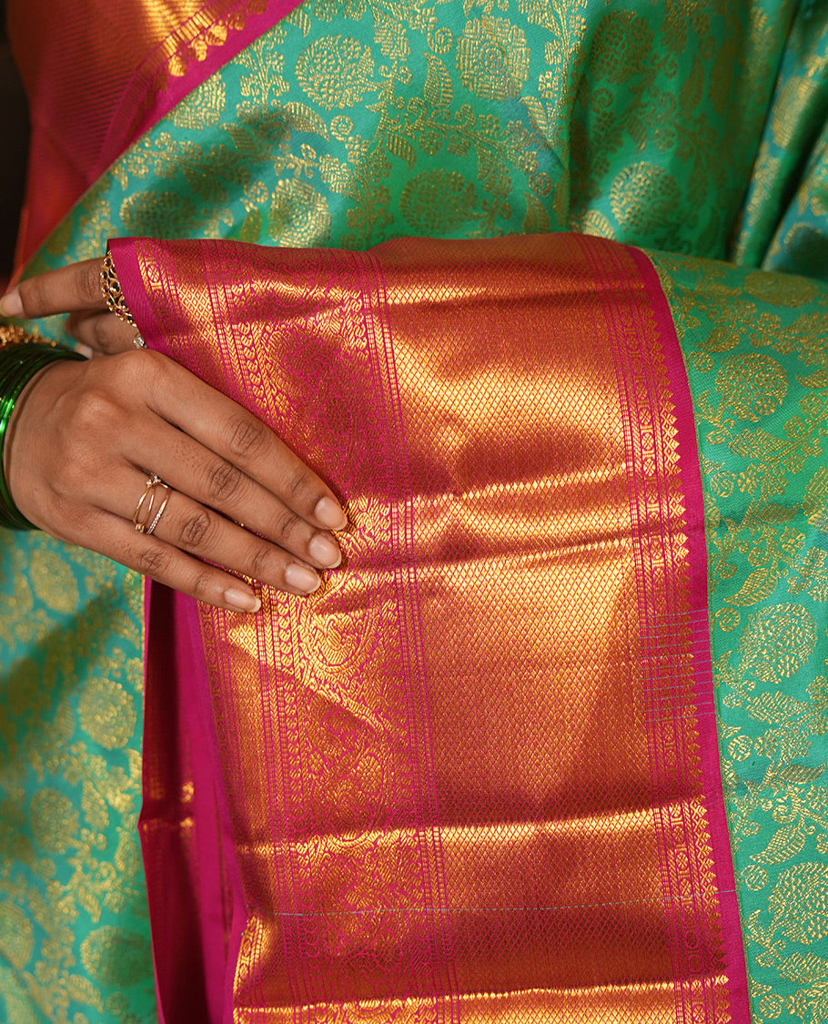 Turquoise Kanchi Silk