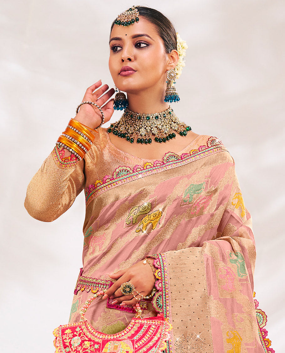 Pink Fancy Organza Designer Saree